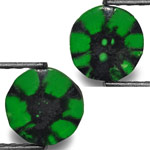 1.87-Carat Pair of 7mm Round Royal Green Trapiche Emeralds