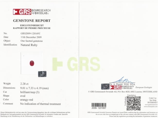 GRS Sample Certificate