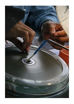 Polishing of Emeralds on Copper Lap