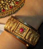 Ruby in Gold Kada Bracelet