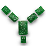 50.72-Carat 6-Pc Layout of Carved Cabochon-Cut Zambian Emeralds