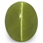 9.91-Carat Deep Yellowish Green Chrysoberyl Cat's Eye from India 9.91-Carat Deep Yellowish Green Chrysoberyl Cat's Eye from India