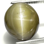 10.54-Carat Large Olive Green Chrysoberyl with 4-Ray Star Effect