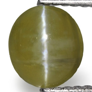 0.97-Carat Deep Olive Green Chrysoberyl Cat's Eye - Click Image to Close