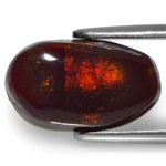 7.31-Carat Dark Brown Fire Agate with Orange Bubbles