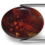 12.37-Carat Dark Brown Fire Agate with Orangish Brown Bubbles