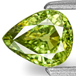 0.68-Carat Pear-Shaped Neon Green Demantoid Garnet from Namibia