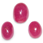 37.53-Carat 3-Pc Set of Dark Pink Unheated Cabochon-Cut Rubies