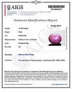 11.26-Carat Large Purplish Red Star Ruby from Vietnam (AIGS)