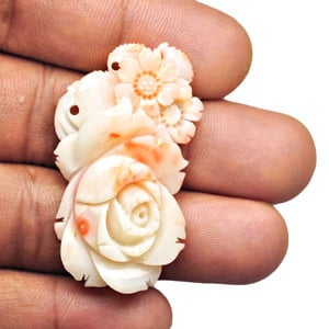 34.46-Carat Japanese White Coral with Fancy Carving - Click Image to Close