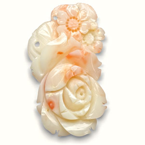 34.46-Carat Japanese White Coral with Fancy Carving - Click Image to Close