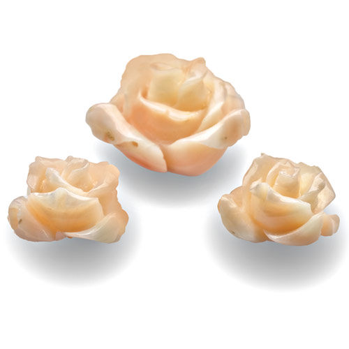 25.19-Carat 3-Pc Set of Rose Carvings (Carved from Coral) - Click Image to Close