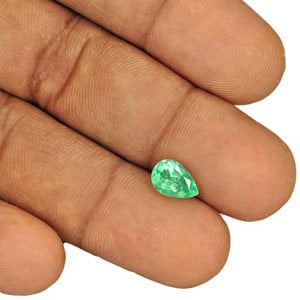 1.36-Carat Vivid Bluish Green Eye-Clean Pear-Shaped Emerald - Click Image to Close