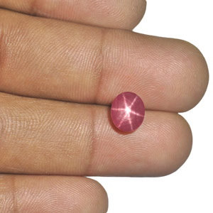 3.95-Carat Bright Pinkish Red Star Ruby with Clear 6-Ray Star - Click Image to Close