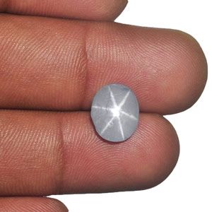 4.24-Carat Bluish Grey Star Sapphire from Sri Lanka (Sharp Star) - Click Image to Close