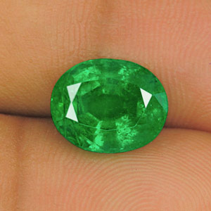 4.87-Carat Oval-Cut Velvety Deep Green Emerald from Zambia - Click Image to Close