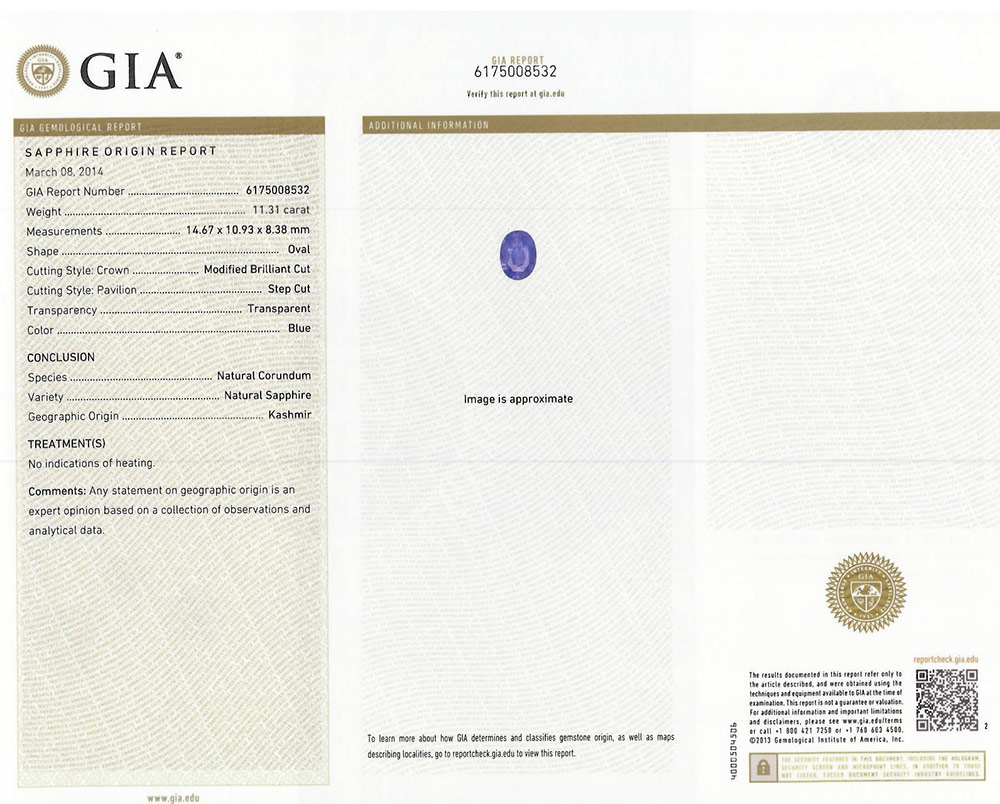 11.31-Carat GIA-Certified Unheated Kashmir-Origin Sapphire - Click Image to Close