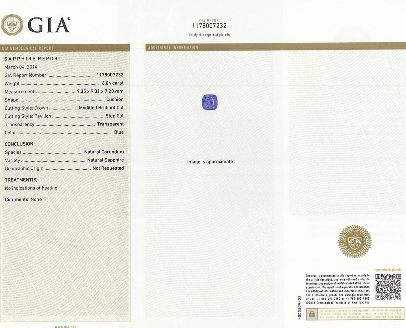 6.03-Carat GIA-Certified Unheated Eye-Clean Ceylon Blue Sapphire - Click Image to Close