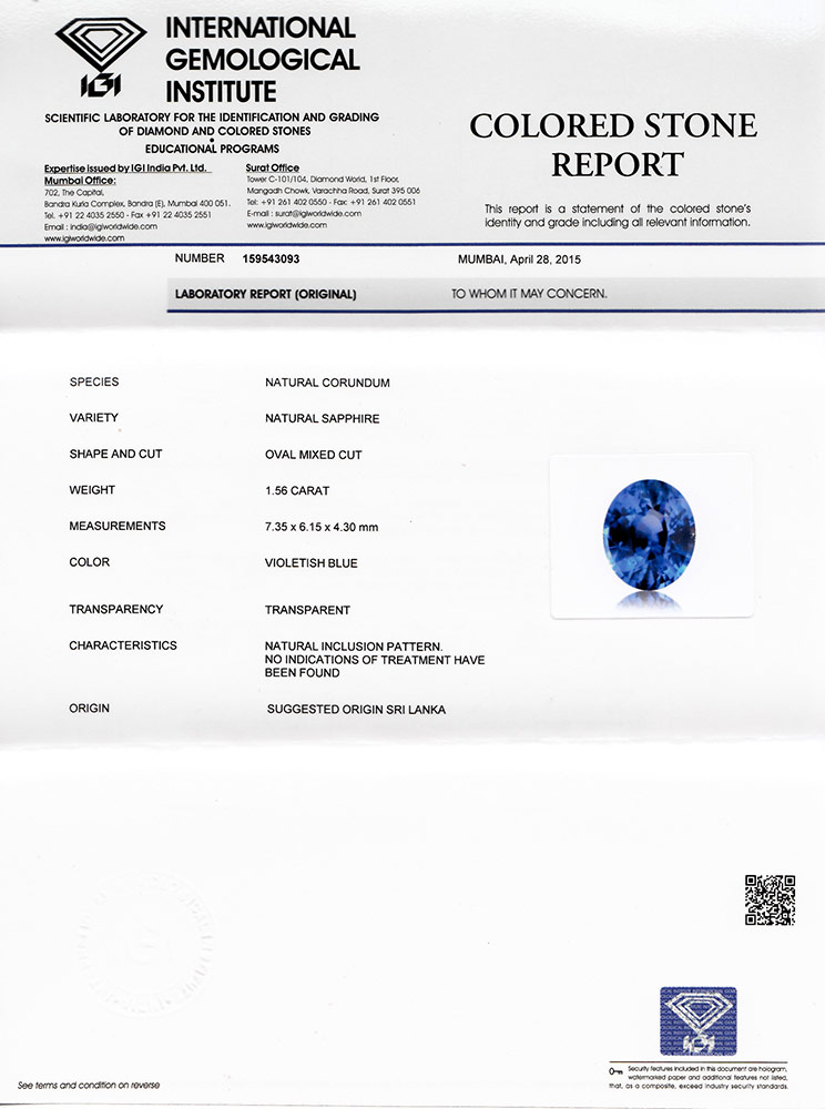 1.56-Carat VVS-Clarity Vivid Violetish Blue Sapphire (Unheated) - Click Image to Close