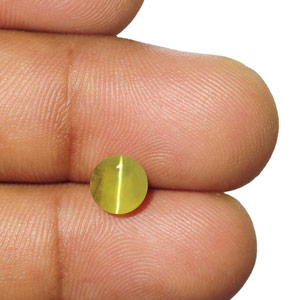 1.82-Carat 6mm Round Chrysoberyl Cat's Eye from Sri Lanka (IGI) - Click Image to Close