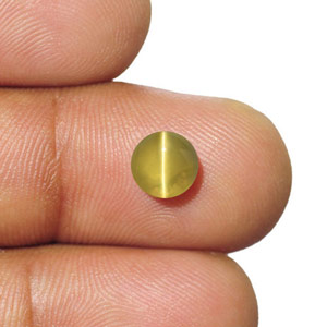 1.95-Carat 6mm Round Intense Golden Yellow Chrysoberyl Cat's Eye - Click Image to Close