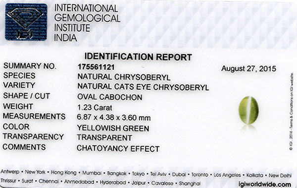 1.23-Carat Lovely VVS Golden Yellow Ceylon Chrysoberyl Cat's Eye - Click Image to Close