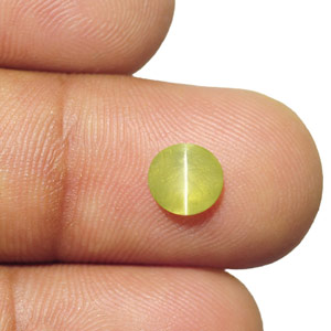 1.24-Carat 6mm Round Greenish Yellow Chrysoberyl Cat's Eye (IGI) - Click Image to Close