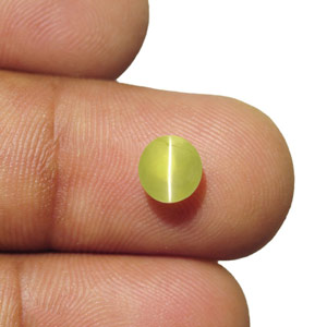 1.82-Carat Lively Green Yellow Chrysoberyl Cat's Eye from Ceylon - Click Image to Close