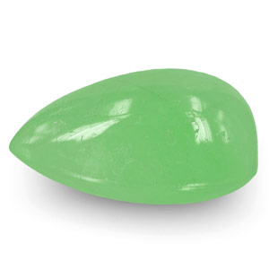 28.77-Carat Pear Cabochon-Cut Pastel Green Colombian Emerald - Click Image to Close