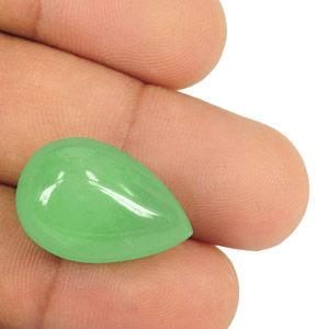 28.77-Carat Pear Cabochon-Cut Pastel Green Colombian Emerald - Click Image to Close