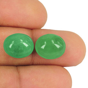 14.04-Carat Matched Pair of Lively Green Colombian Emeralds - Click Image to Close