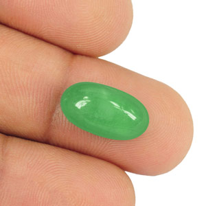 7.05-Carat Oval Cabochon-Cut Lively Green Colombian Emerald - Click Image to Close