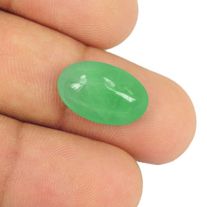 9.49-Carat Oval Cabochon-Cut Pastel Green Colombian Emerald - Click Image to Close