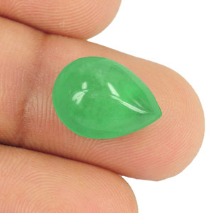 8.51-Carat Lively Green Pear-Shaped Cabochon Colombian Emerald - Click Image to Close