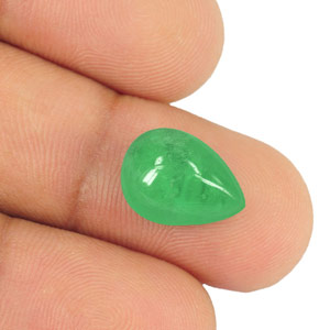 6.40-Carat Pear Cabochon-Cut Lively Green Emerald from Colombia - Click Image to Close