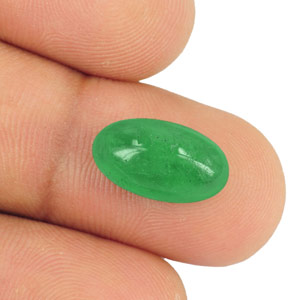 4.96-Carat Lively Intense Green Cabochon-Cut Colombian Emerald - Click Image to Close