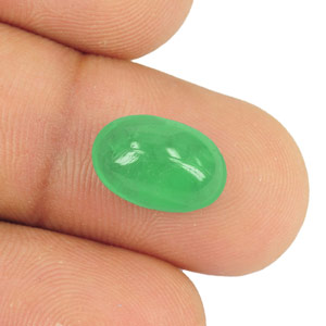 4.73-Carat Lively Green Oval Cabochon-Cut Colombian Emerald - Click Image to Close