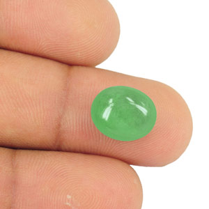 5.43-Carat Lively Green Cabochon-Cut Emerald from Colombia - Click Image to Close