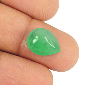 7.03-Carat Lively Green Pear-Shaped Cabochon Colombian Emerald - Click Image to Close