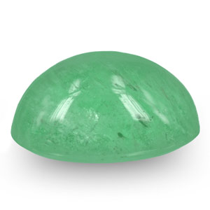 2.38-Carat Natural & Untreated Light Green Cabochon-Cut Emerald - Click Image to Close