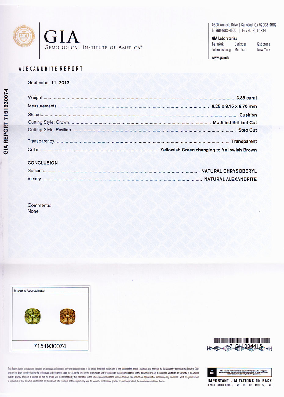 3.89-Carat Dazzling GIA-Certified VVS-Clarity Indian Alexandrite - Click Image to Close