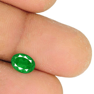 0.92-Carat Oval-Cut Natural Deep Green Emerald from Colombia - Click Image to Close