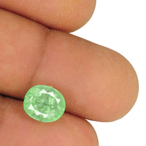 3.21-Carat Oval-Cut Natural Bluish Green Emerald from Colombia - Click Image to Close