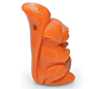 5.37-Carat Sculpture of Squirrel (Carved from Natural Coral) - Click Image to Close