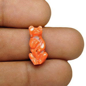 6.50-Carat Sculpture of Bear (Carved from Japanese Coral) - Click Image to Close