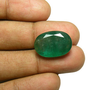 14.57-Carat Intense Green Oval-Cut Zambian Emerald (Untreated) - Click Image to Close