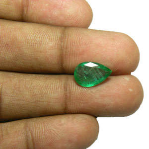 2.24-Carat Shallow-Cut Pear Shaped Zambian Emerald - Click Image to Close