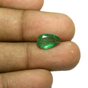 1.75-Carat Elegant Pear-Shaped Intense Green Emerald - Click Image to Close