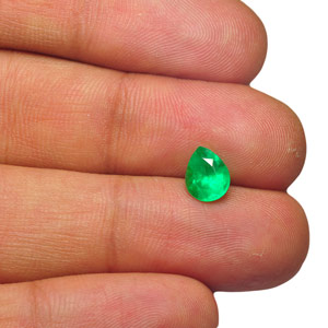 1.31-Carat Pleasing Intense Green Pear-Shaped Colombian Emerald - Click Image to Close