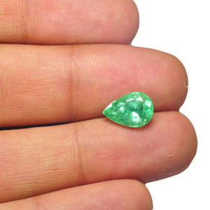 2.84-Carat Dazzling Light Green Pear-Shaped Colombian Emerald - Click Image to Close